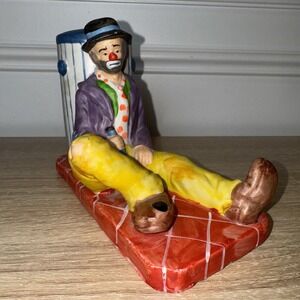Emmett Kelly Jr. Porcelain Figurine Flambro Collection Sad Bottle Can Taiwan Sit